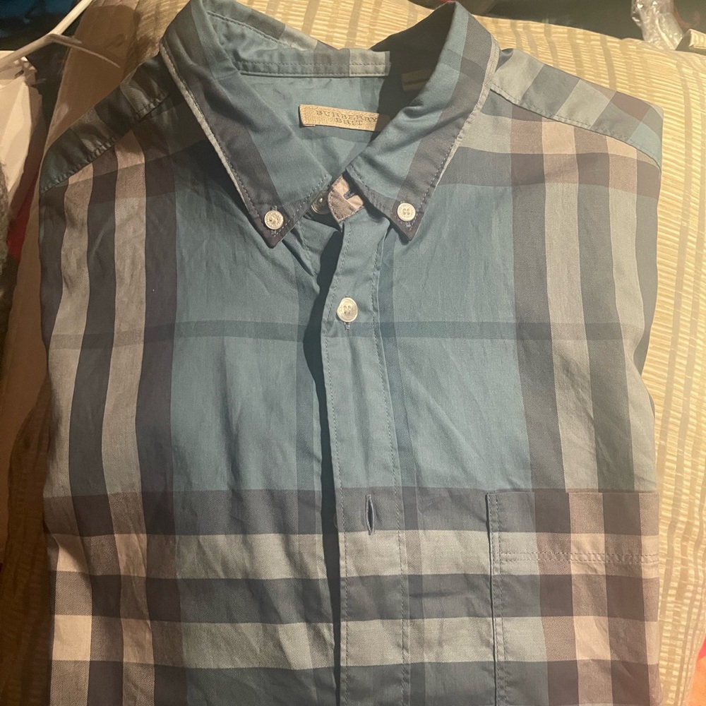 Beautiful Burberry Brit shirt in different shades of blue